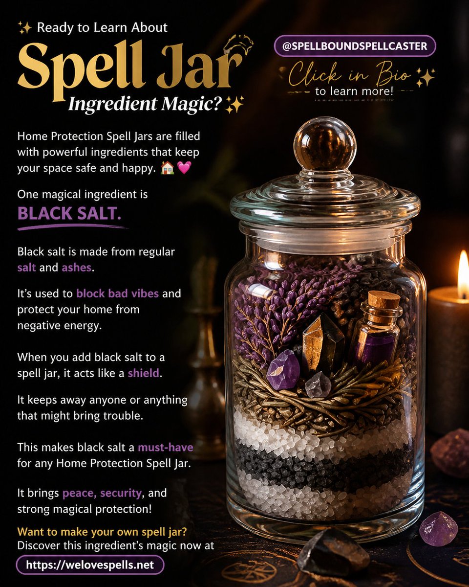 SpellsAndPsychi's tweet photo. ✨ Need a simple ritual for home harmony? Black salt helps create a protective boundary, support calm energy, and keep your space in alignment. 🏠🖤🌿 Learn more: https://t.co/Xud25zh0Qs #belindarituals #homeharmony #protectionritual #energywellness https://t.co/yfY8OFAnjO