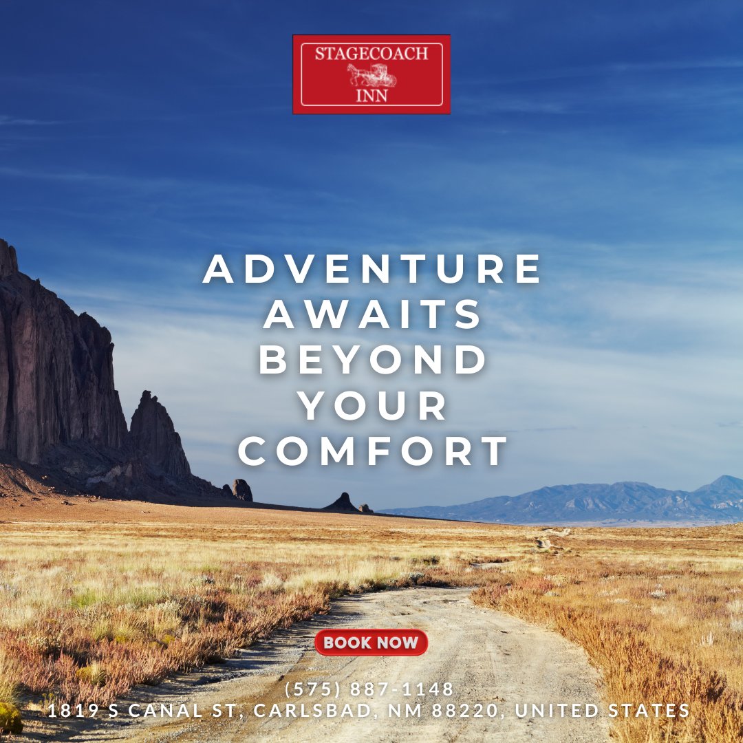 StageCoachInnNM's tweet photo. ADVENTURE AWAITS BEYOND YOUR COMFORT 🌄✨
Explore Carlsbad, then come back to a stay that lets you rest and recharge.

📞 (575) 887-1148
📍 1812 S Canal St, Carlsbad, NM 88220
BOOK NOW

#StagecoachInnCarlsbad #CarlsbadNM #AdventureAwaits #TravelAndStay https://t.co/9xkCjFbQkT