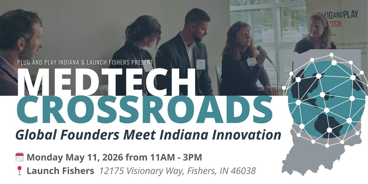 LaunchFishers's tweet image. Indiana has activated a $1B life sciences investment, and we’re bringing global innovation right to our backyard.

Join us May 11 to meet the international founders of @PlugandPlayTC’s #Medtech Batch 5 cohort + other #healthtech innovators.

➡️ medtechcrossroads.eventbrite.com/?aff=launchfis…