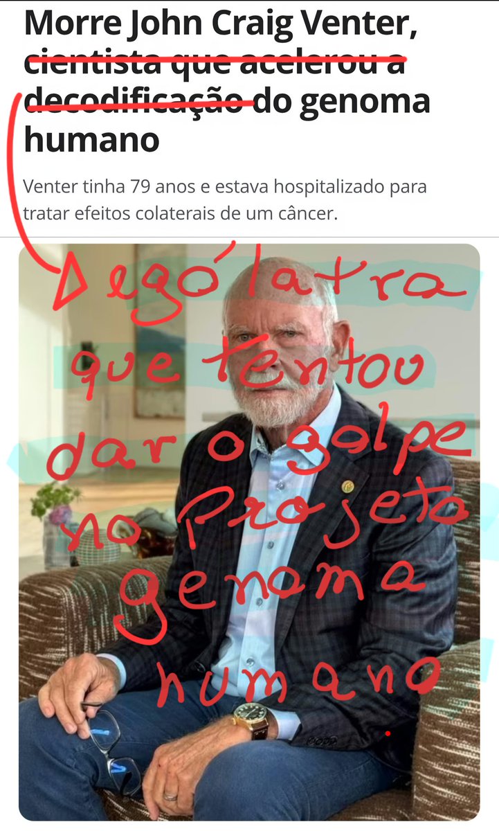 GiuseppeCerva's tweet photo. Craig Venter - bye https://t.co/hifEoDsG8K