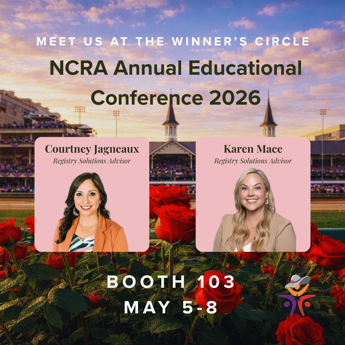 RegPartners's tweet photo. Step into the Winner’s Circle 🐎

Meet Courtney &amp; Karen at #NCRA2026

See how #RegiHealth helps oncology programs move beyond data collection—turning insight into action

Booth 103

#CancerRegistry #OncologyRegistry #RegistryPartners https://t.co/5vndLuKUxD