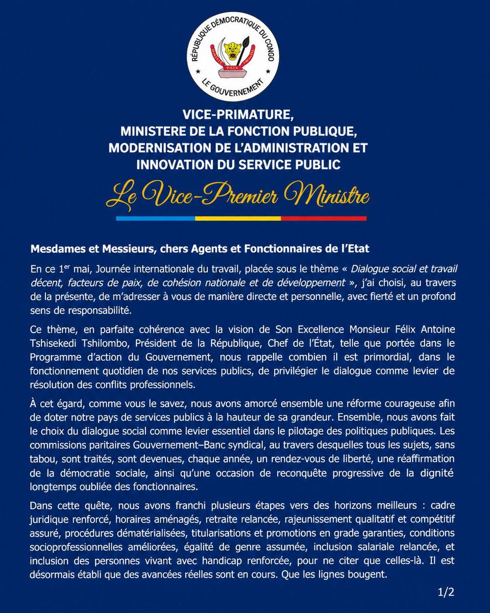 Ministère de la Fonction Publique - RD Congo 🇨🇩 tweet media
