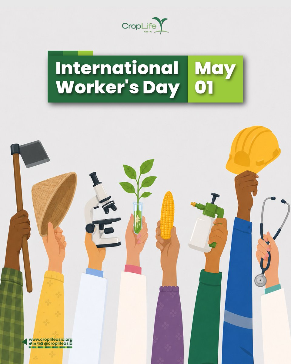 CropLifeAsia's tweet photo. This #MayDay, let us not only acknowledge the many workers within our food systems, but also continually advocate for their wellbeing and prosperity. 

#CropLife #LaborDay #Workers https://t.co/6nIt6kOmvC