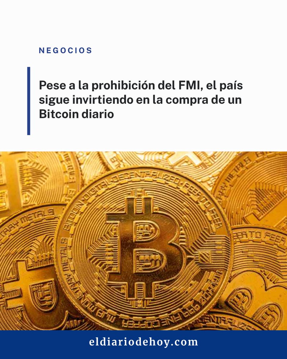 EDHNoticias's tweet photo. #Negocios | 💰🇸🇻 El país mantiene compra diaria de Bitcoin. Pese al acuerdo con el FMI, continúa la adquisición de un criptoactivo al día con fondos públicos.

Lee la nota completa ⬇️
https://t.co/9KV1aKGulS https://t.co/8BTTGyWbCS