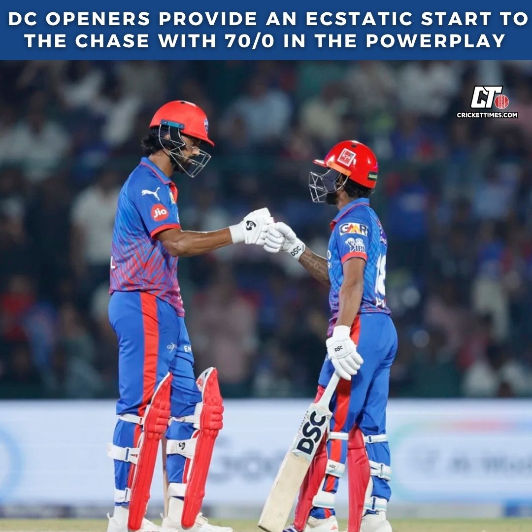 CricketTimesHQ's tweet image. Pure dominance from the DC openers, punishing every ball to rack up an electric 70 runs against Rajasthan Royals during a flawless opening powerplay!

#DelhiCapitals #IPL2026 #CricketFever #Powerplay #OpeningPartnership #CricketGoals #T20Cricket #DCOpener #MatchDay #BoundaryBlast