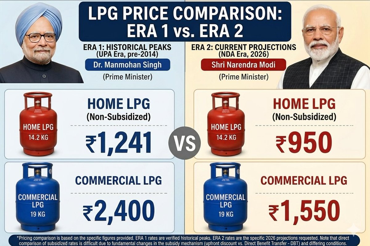 KodappullySethu's tweet image. യുദ്ധഭീതിയിൽ വാണിജ്യ ഗ്യാസ്
₹2000ൽ നിന്ന് ₹3060 ആയെങ്കിലും യുദ്ധമില്ലാത്ത UPA കാലത്ത് ഇത് ₹2400 ആയിരുന്നു. നോൺസബ്സിഡി  ഗ്യാസ് നിരക്ക് ഇന്നും  കുറവ്. UPA ₹1241  BJP ₹950
 സബ്സിഡി സിലിണ്ടർ 12 വർഷം മുൻപ് ₹450 ആയിരുന്നെങ്കിൽ  അത് ₹630 ആയി നിലനിൽക്കുന്നു. ഇതാണ് വസ്തുത!