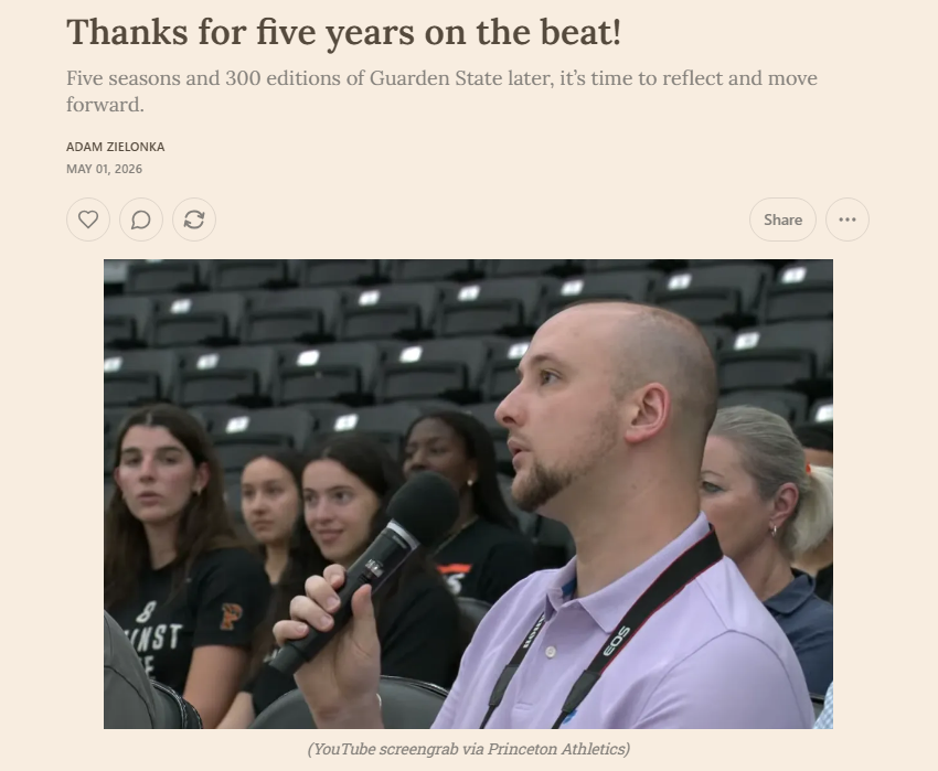 Adam_Zielonka's tweet photo. After five seasons of Guarden State, I'm retiring the newsletter and the name. I've been waiting for the right time to explain why. Here it is, in my 300th and final post. 🏀 https://t.co/Hgi9H3X0WQ https://t.co/v7r9NF2d06