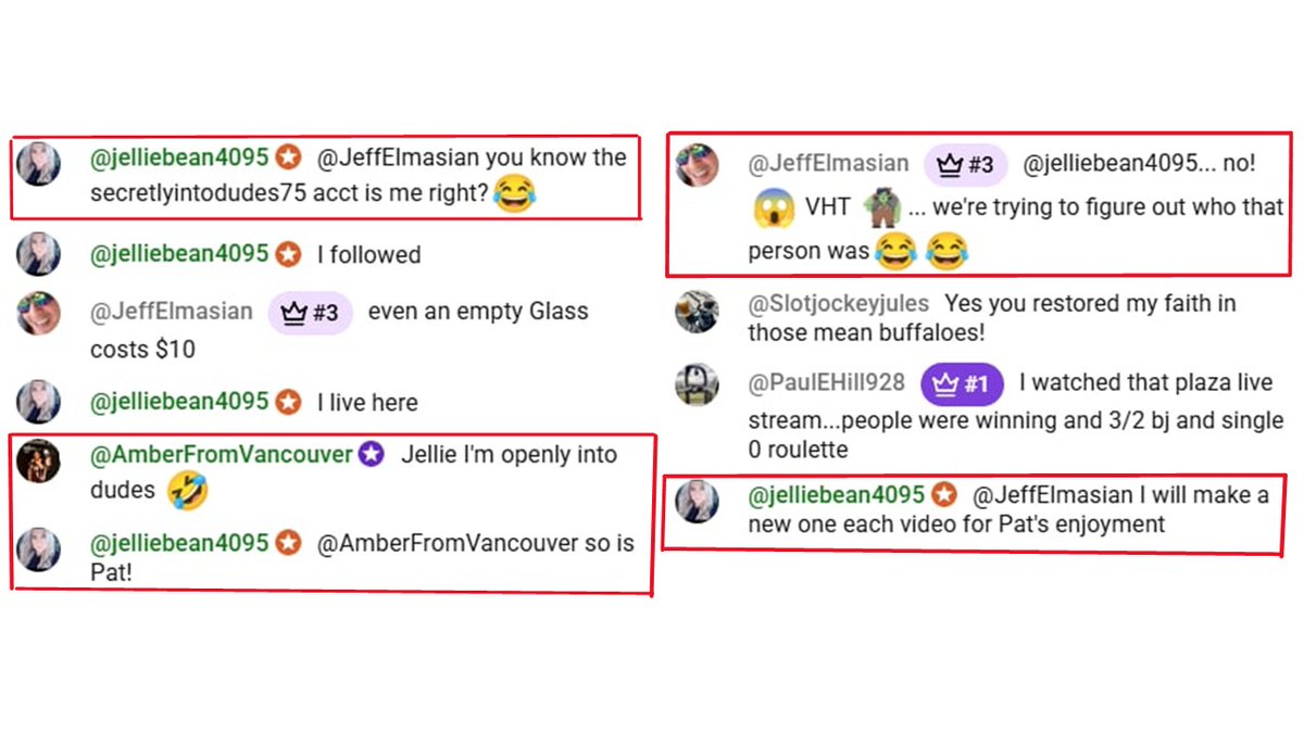 HiLo4Life's tweet photo. This is a deliberate and persistent effort to circumvent enforcement. I have video recordings of the stream to verify this screenshot is authentic. The user @jelliebean4095 admits to owning burner accounts and states: "I will make a new one each video for Pat’s enjoyment." (2/3) https://t.co/xwaDp2CzFn