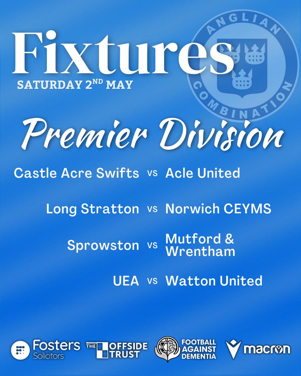 AnglianCom's tweet photo. Saturday's @FostersSol fixtures https://t.co/zkepxo6MM8