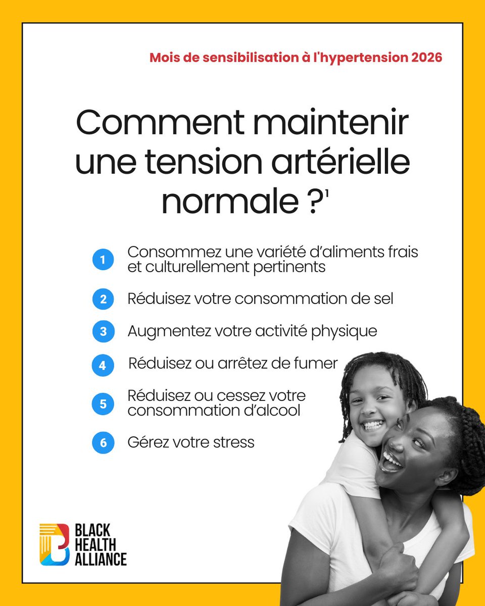 BlackHealthCAN's tweet photo. Le mois de mai est le mois de la sensibilisation à l'hypertension. L'hypertension, également appelée « pression artérielle élevée », touche nos communautés à un taux plus élevé et peut entraîner d'autres troubles cardiaques ainsi que des accidents vasculaires cérébraux. https://t.co/nWwArwcsY4