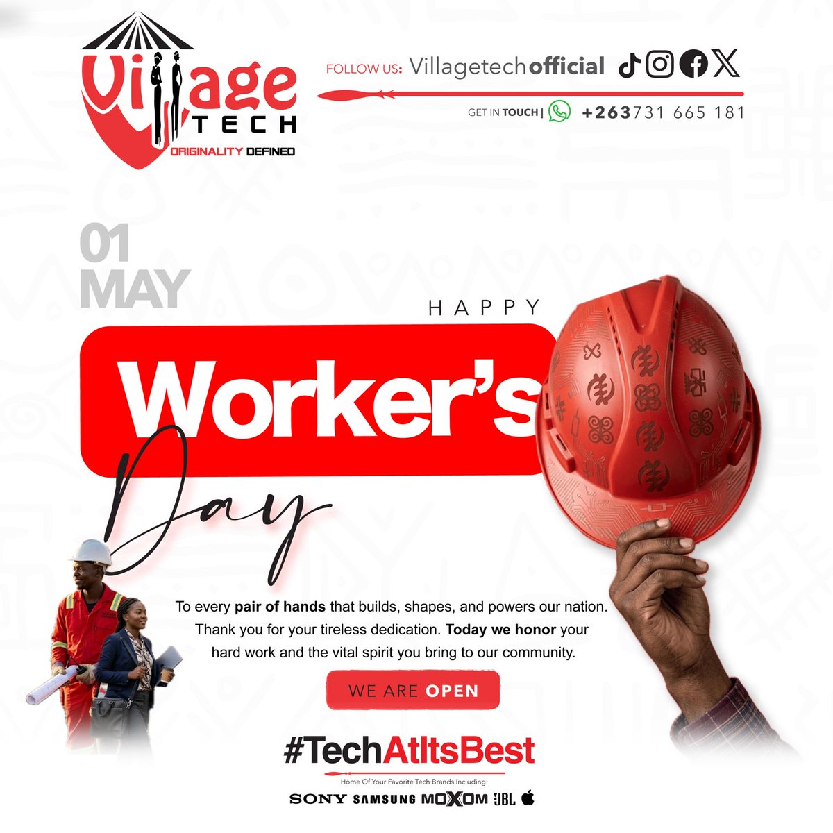 VillageTechOff's tweet photo. Today, we salute the real MVPs,the builders, the fixers, the makers, the ones who show up and get it done.
Every screw tightened, every call answered, every shift worked it all matters.
#WorkersDay #TechAtItsBest https://t.co/L2PWcAqfiK