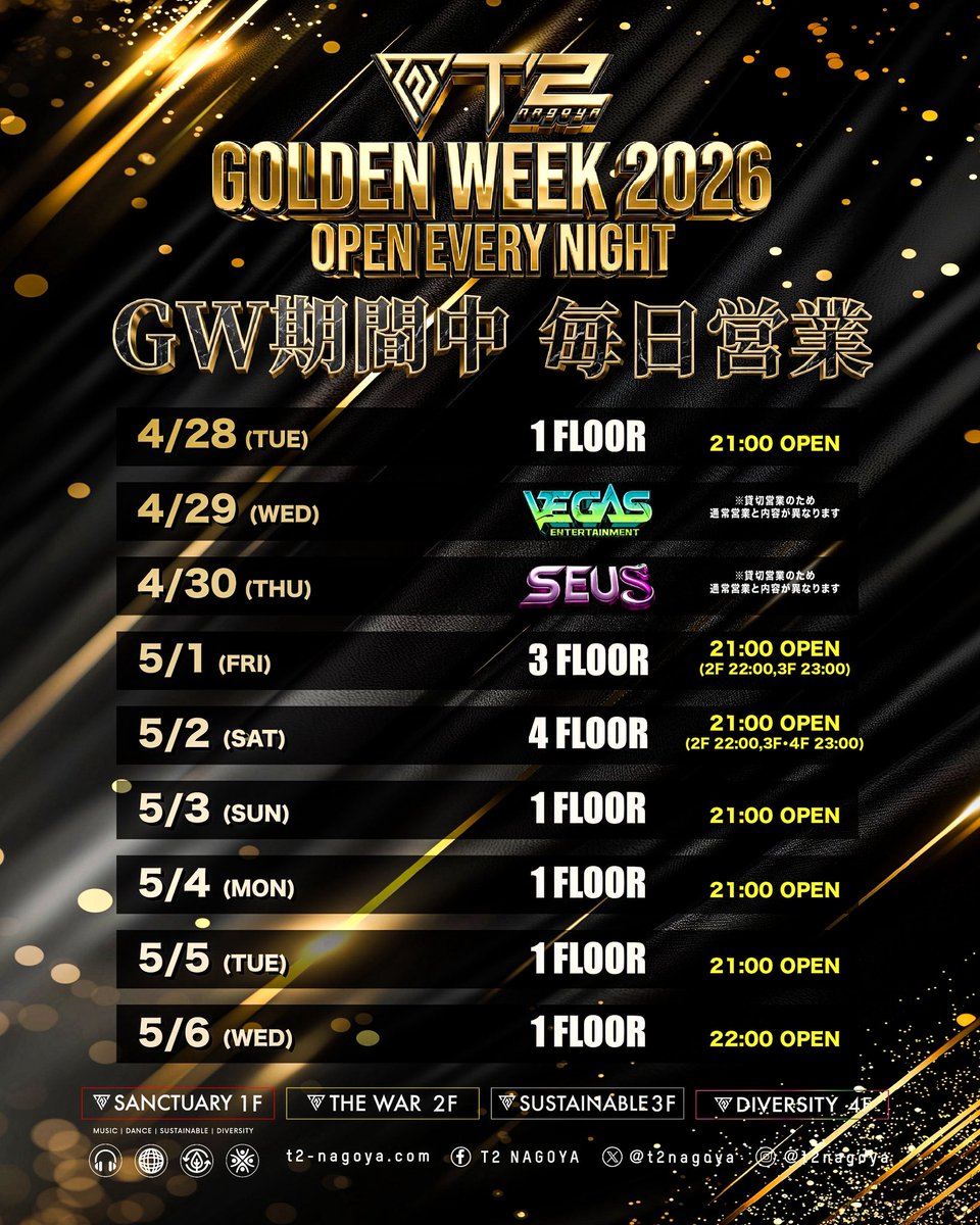 T2 NAGOYA公式｜中部エリア最大級ナイトクラブ tweet media