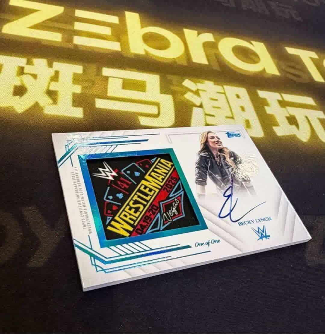 tybalchief's tweet photo. welp. becky's mania patch has been pulled in china on royalty release day. 

will be dropping other mania patch updates and adding them to the tracker tonight!
➡️ https://t.co/W6c1D4AWYi 

#wrestlingcards #wwecards @Topps https://t.co/u7X0KYeYMg
