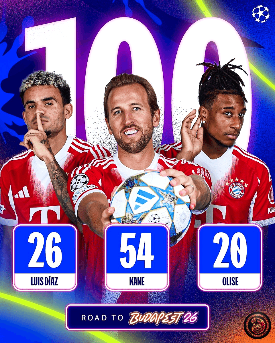 FootballGoalFC's tweet image. 🚨 𝗕𝗥𝗘𝗔𝗞𝗜𝗡𝗚  
100 goals across all competitions in 2025/26 for this Bayern trio! 😳 

Can they keep this incredible form going? ⚽️🔥  
#BayernMunich #GoalsGalore #FootballFever
