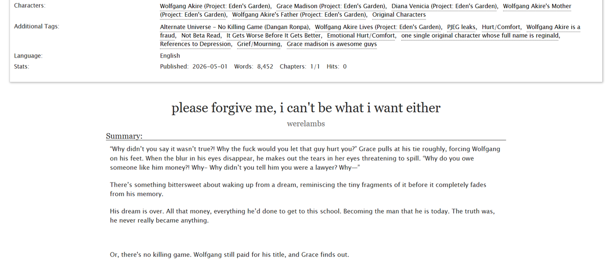 burgerakire's tweet photo. https://t.co/HxICZBsJG5

i genuinely don't know how to format promoting fics but i'm finally done. Please. my hands hurt. get this out of my sight ahaha. aha aha I hope you guys enjoy this is 8000 words 

#wolfgangtwt #gracemadisontwt #wolfgangakire #wolfgrace #pjeg https://t.co/ZFmmTdKjZm