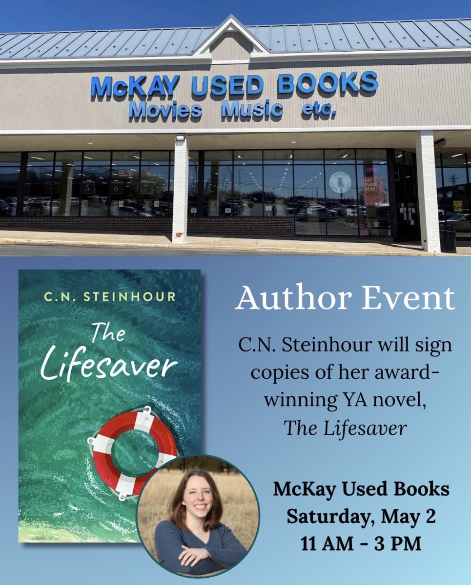 CNSteinhour's tweet image. Book signing tomorrow! I’ll be signing books at McKay Used Books in Manassas, VA, from 11 am - 3 pm on Saturday, May 2. Hope to see you there!
#books