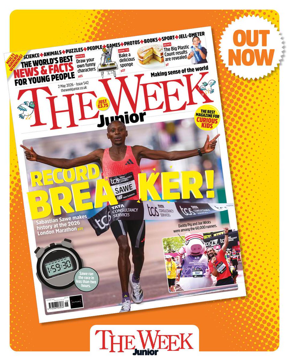 theweekjunior's tweet photo. The latest issue of #TheWeekJunior is out now!

In it, children can: 

🥇 Read about this year's history-making London Marathon
🫏 Find out what it's like to work at a donkey sanctuary
🍰 Follow our step-by-step guide to making a Victoria sponge cake

And lots more! https://t.co/AVL9zIatab