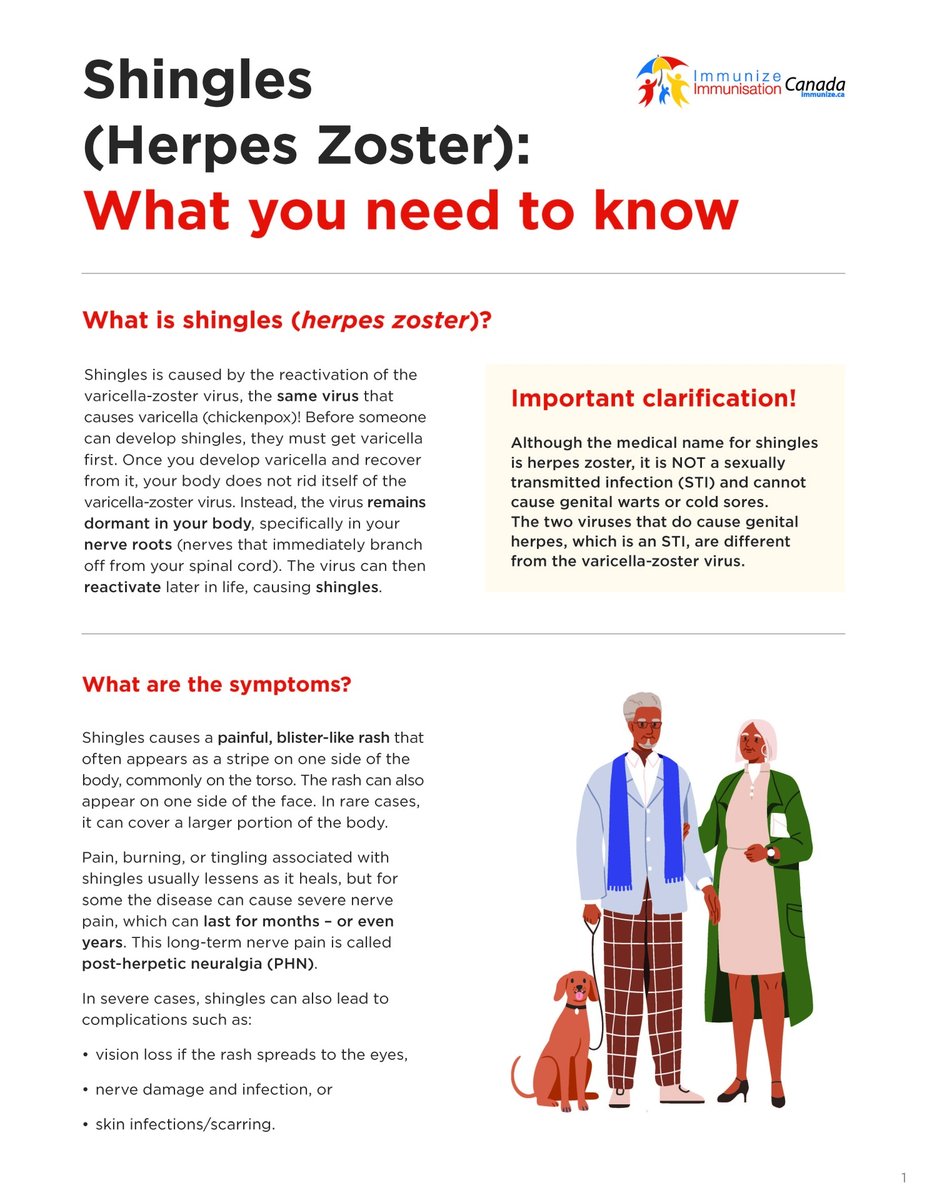 ImmunizedotCa's tweet image. Shingles (Herpes Zoster): What you need to know | an informative factsheet from Immunize Canada | immunize.ca/sites/default/… #TheTimeIsNow #shingles #adults #VaccinesWork #VaccinesSaveLives #GetImmunized #NIAW2026