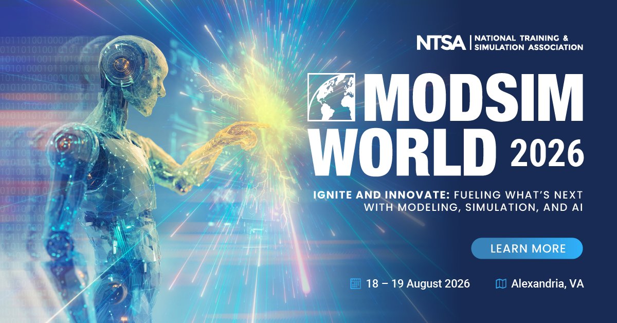 NDIAToday's tweet photo. #MODSIMWorld 2026 being held August 18 – 19 at Hilton Mark Center in Alexandria, VA is now accepting abstract submissions! Please submit NLT May 11, and for submission requirements, see https://t.co/Ncy7cXRZp5 https://t.co/jdttDtegdC