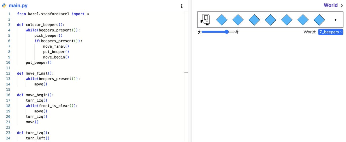 alchzamb's tweet photo. Desafío #2 en @Stanford Code in Place 2026 ✅
Spread Beepers: Karel tenía una pila de N beepers y debía distribuirlos uno por uno en toda la fila.
Clave: while(beepers_present()) + 3 helper functions.
El código funciona para cualquier N 🐍
#CodeInPlace2026 #Python #Stanford https://t.co/qesU4paddN