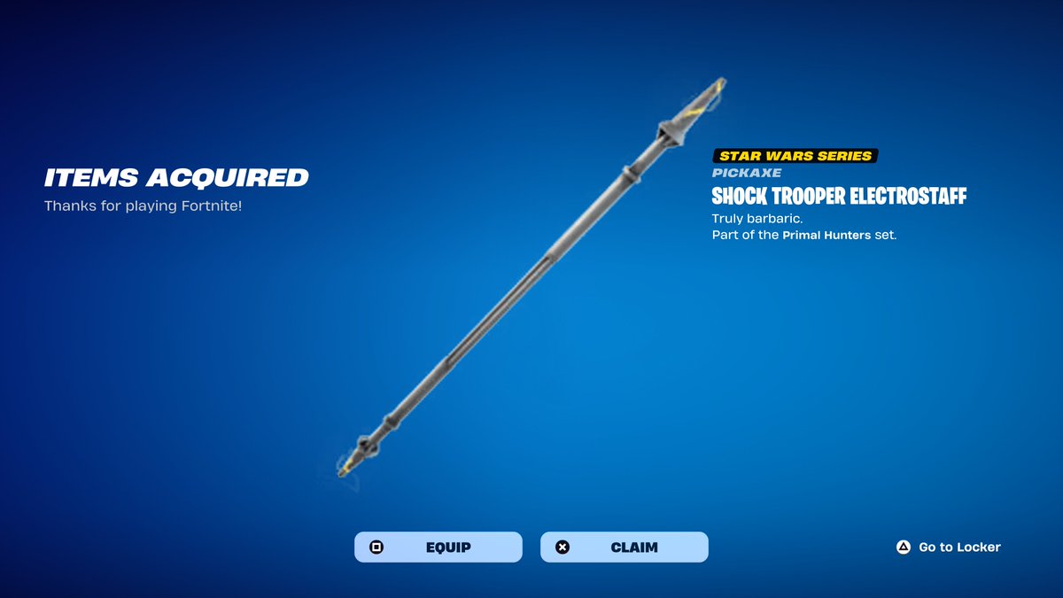 FortniteFNLK's tweet photo. HOW TO GET STAR WARS SHOCK TROOPER ELECTROSTAFF PICKAXE IN FORTNITE!

https://t.co/qOgk39g6NI https://t.co/QP1rshu8TY