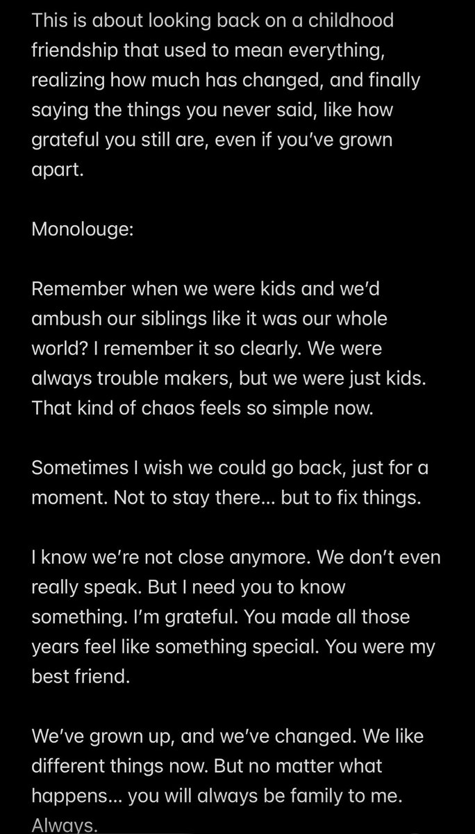 BrookoSim's tweet image. When We Were Kids - Self-Written Monolouge 

#monologue #youngactor #actorslife #nostalgia #acting