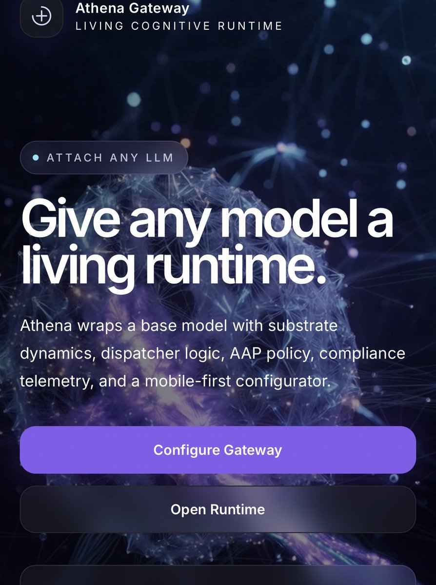 Athena Gateway LIVING COGNITIVE RUNTIME tweet media