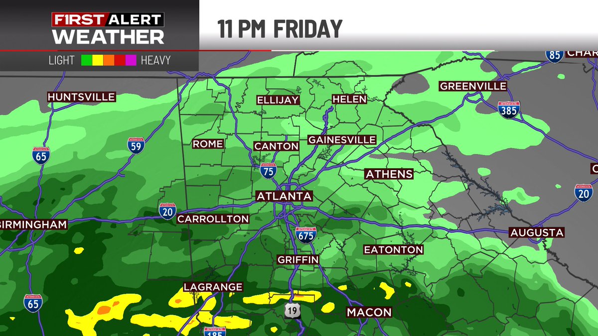 Wx_Isaac's tweet image. Rain arrives again tonight! 

Higher rain totals are expected south of metro Atlanta, but all of north Georgia should see SOME rain overnight into early Saturday. #gawx