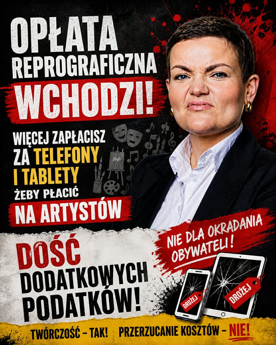 Czy słyszeliście, że producenci sprzętu cyfrowego mają być obciążeni dodatkową opłatą?

Oczywiście, wyłącznie według oficjalnych nieprawdziwych danych, producenci. W rzeczywistości, za wszystko zapłacimy my, konsumenci.

#opłatareprograficzna #kolejnypodatek #Kurecka