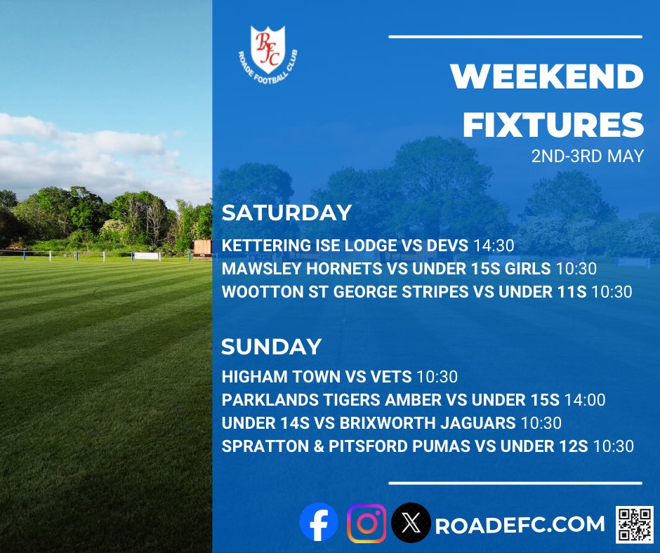 RoadeFC's tweet photo. Our weekend fixtures 💙⚽️ https://t.co/y4O3gi0Jdx