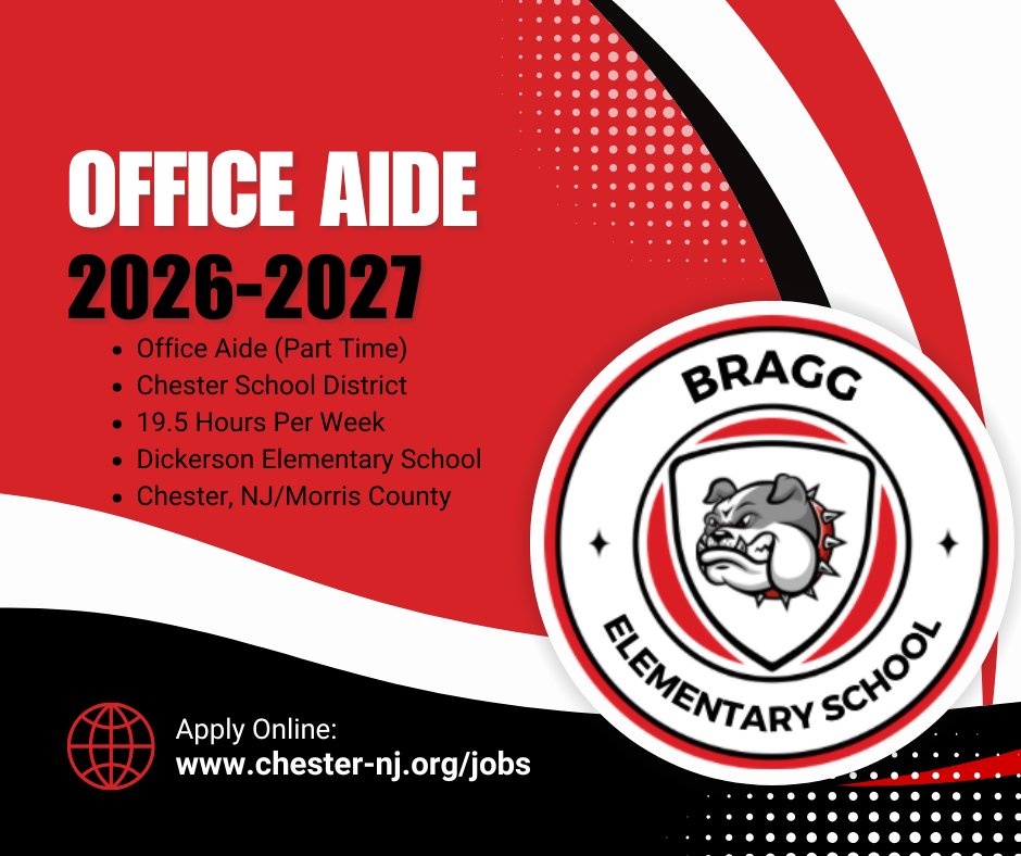 WeAreChesterNJ's tweet image. Come work for the Chester School District! 2026-2027 Job Openings chester-nj.org/jobs #WeAreChesterNJ