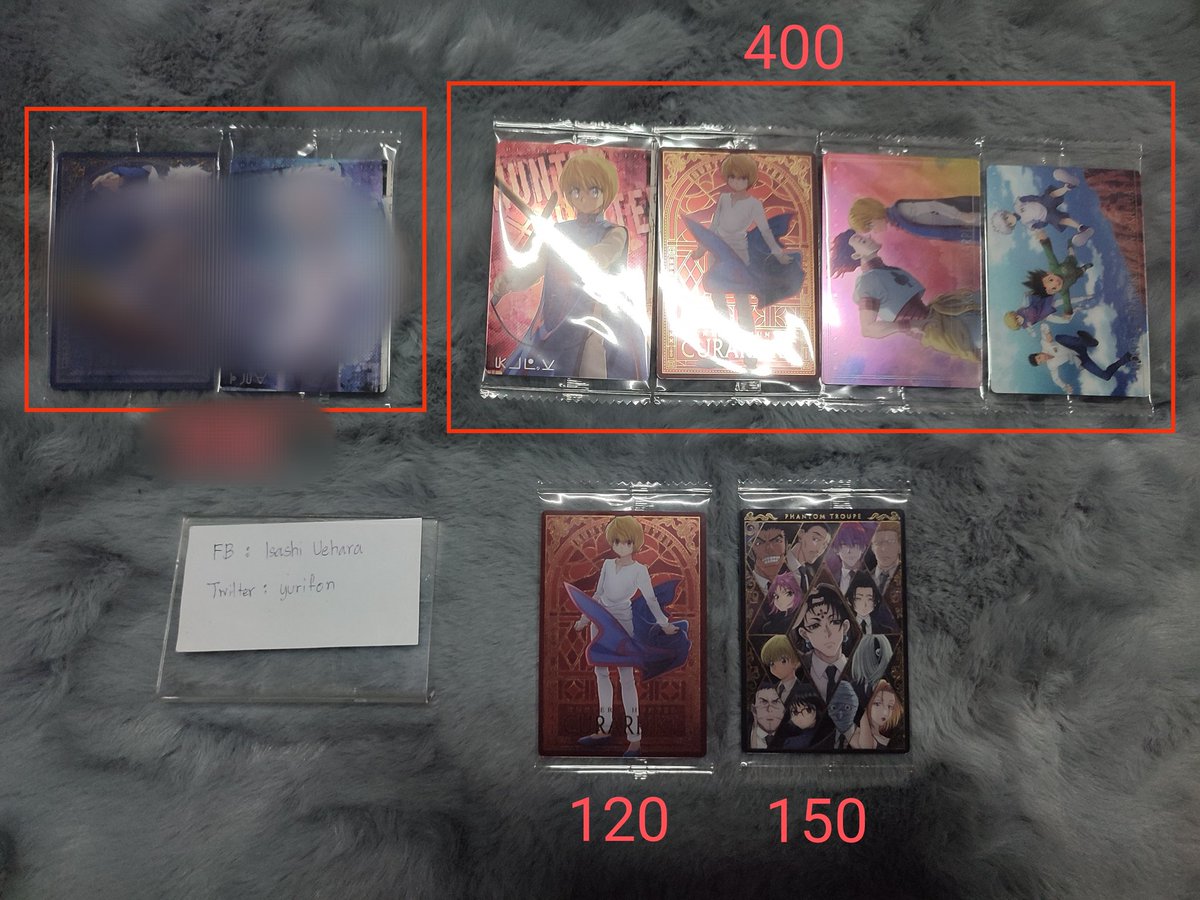 Yurifon2's tweet photo. การ์ดเวเฟอร์ v.4 สินค้าพร้อมส่ง
เซ็ตคุราปิก้า 400 บาท 
ใบพิเศษคุรา 120 บาท 
ใบพิเศษแก๊งแมงมุม 150 บาท
ค่าส่งเหมาๆ 40 บาท
#ตลาดนัดhxh #ตลาดนัดฮันเตอร์
#ตลาดนัดฮันเตอร์xฮันเตอร์ https://t.co/qXDndO2yTi