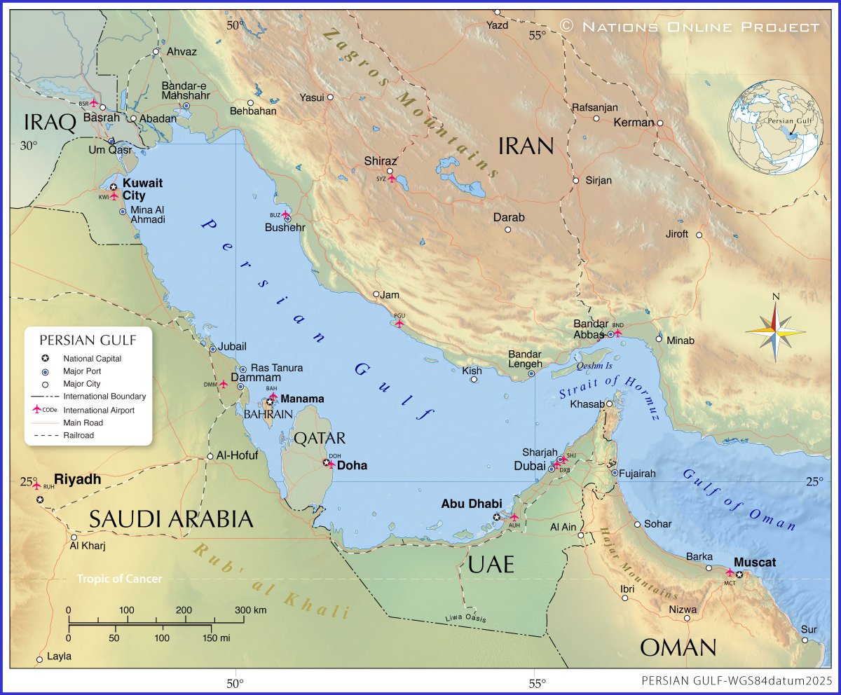 mashabani's tweet photo. You don't need to be an energy expert to understand that Fujairah as the silver bullet to bypass Iran is drivel.   

Just look at a map. There is no bypass for a constructive relationship. https://t.co/3os4cxdi8R
