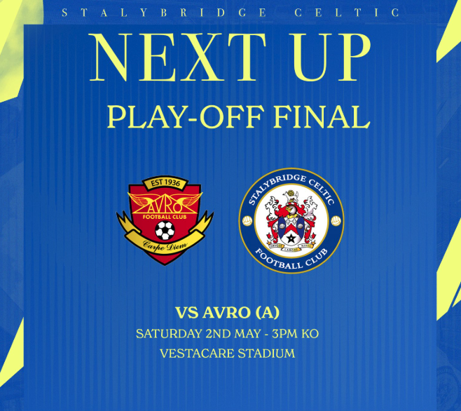 tamesideradio's tweet photo. We are delighted to announce we will be providing live match commentary of Saturday's play-off final between Stalybridge Celtic and Avro. ⚽️

Join our commentary team from 2:45pm tomorrow via the following link:
https://t.co/CIctyi3vZN https://t.co/JcWdDg2V6e