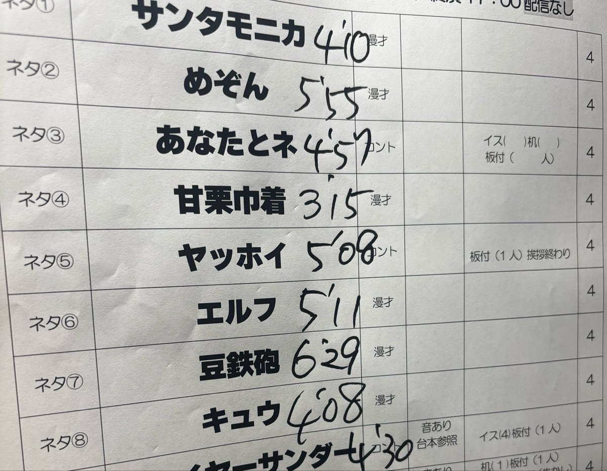 今日4分尺のネタライブで豆鉄砲が6分29秒してました、、、

これって大丈夫なの、、、？？