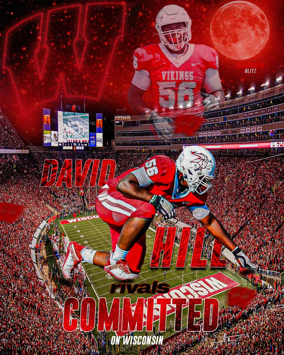 Evan_Flood's tweet image. BREAKING: Wisconsin wins a key battle for three-star defensive lineman David Hill.

#Badgers offered Hill back in July and get Hill over Illinois, Iowa, Minnesota, Missouri, Nebraska, and more.

on3.com/sites/badger-b…