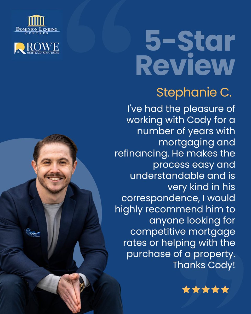 RoweMTGSolution's tweet image. Building long-term relationships through trust and results. Thank you, Stephanie, for choosing us for your mortgage and refinancing needs. For a simple, clear, and supportive experience, connect today: rowemortgagesolutions.ca

#ClientTestimonial