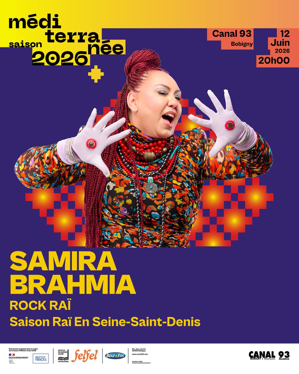 TASSAMTASSADIT's tweet photo. , Samira BRAHMIA « Pink Casbah » Rai &amp; Rock en concert @ Canal 93. le  12 juin 2026 à 20h00
@ CANAL 93, 63 avenue Jean Jaurès, 93000    Bobigny
- Billetterie : https://t.co/g4ie8InaIo https://t.co/kHTcStP7YN
