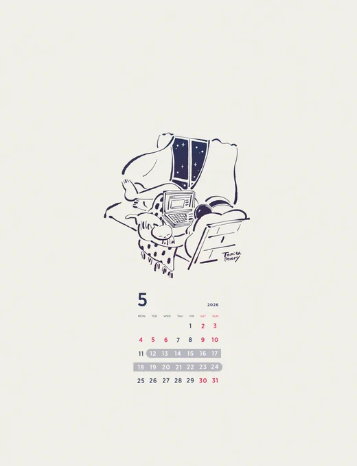 5月の待受カレンダーです。今月はシンプルにしました。
私ごとではありますが、個展の日程に印を入れてあります…!!!これで忘れないね…!へへ… 