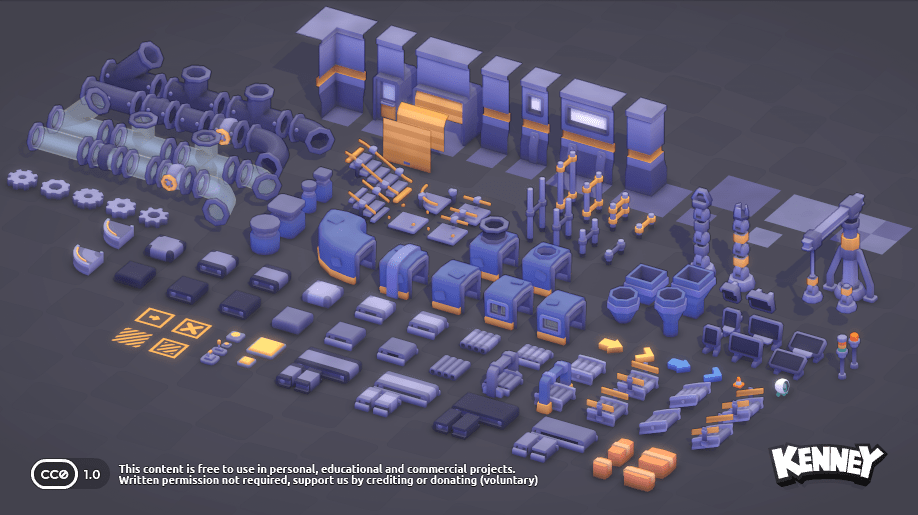 KenneyNL's tweet image. Factory Kit, out now! 🏭 This set includes over 140 models perfect for automation or puzzle games. The set is completely free to download, and use, compatible with all game engines.

kenney.nl/assets/factory…

#gamedev #gameassets