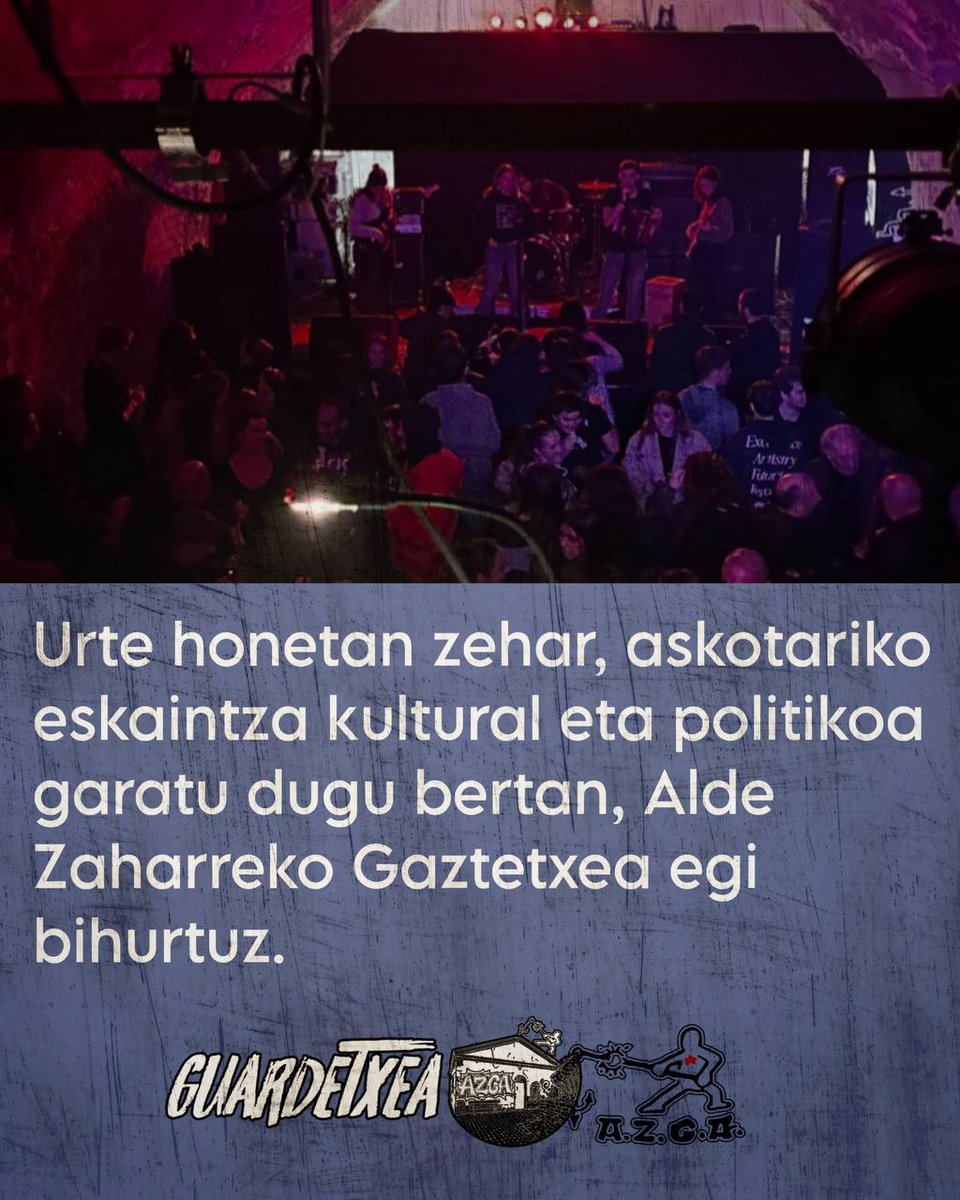 azgazteak's tweet photo. Gaur urte bat betetzen da Guardetxea okupatu, auzolanean eraikina konpondu eta Alde Zaharreko Gaztetxea proiektuari hasiera eman genionetik!

GAZTETXEAK AURRERA! 🔥 https://t.co/rv08LxOnQK