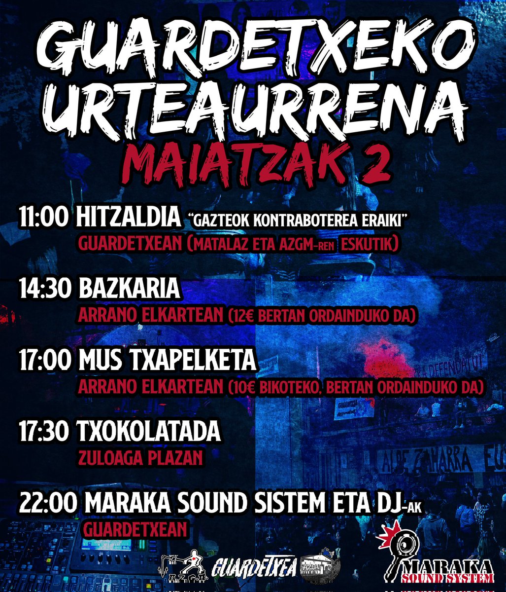 azgazteak's tweet photo. Urte honetan zuen babes eta laguntza emandako norbanako eta eragileei eskerrak ematearekin batera, maiatzarean 2an antolatutako egitarauan parte hartzera animatzen zaituztegu!

Guardetxea auzoarentzat! 🏚️⚒️ https://t.co/foW3u9GPCY