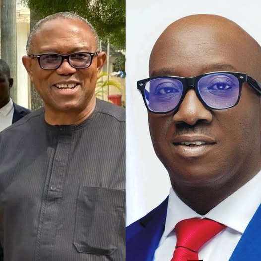 TheEmmalez's tweet photo. Seun Okinbaloye: You boasted you will deliver 2.5 million votes for Tinubu in 2027. Where will the votes come from?

Governor Monday Okpebholo: From Edo State. People are already shouting “2.5 million votes” on the streets.

Seun Okinbaloye: But in 2023, Peter Obi defeated Tinubu in Edo with 331,163 votes to Tinubu’s 144,471. There are not even up to 700,000 votes combined.

Governor Monday Okpebholo: This time will be different. It is because of the work we are doing and the money Tinubu is releasing to us.