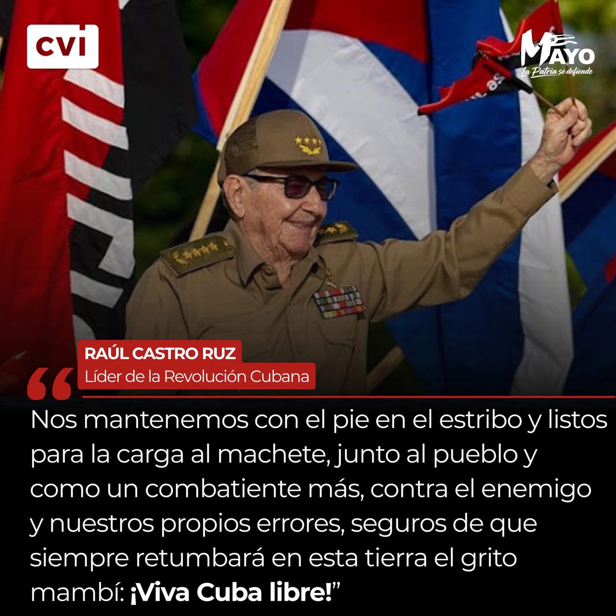 #BMCGuatemala.Petén Norte. 
 "Viva #Cuba libre", así finalizó su mensaje Raúl Castro Ruz, líder de la Revolución, con motivo del Día Internacional de los Trabajadores, difundido por Presidencia Cuba en su perfil oficial en la red social X. 

#LaPatriaSeDefiende.