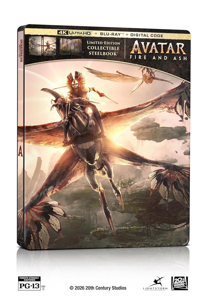MediaStrikesBck's tweet image. *** 🇺🇸 ON SALE ***

Avatar: Fire And Ash (4K UHD + Blu-ray + Digital Steelbook) - $41.99 (Pre-order price drop) 
amzn.to/42sxoFv 

#PhysicalMedia #4KUltraHD #Bluray #Film #MediaStrikesBack #Ad