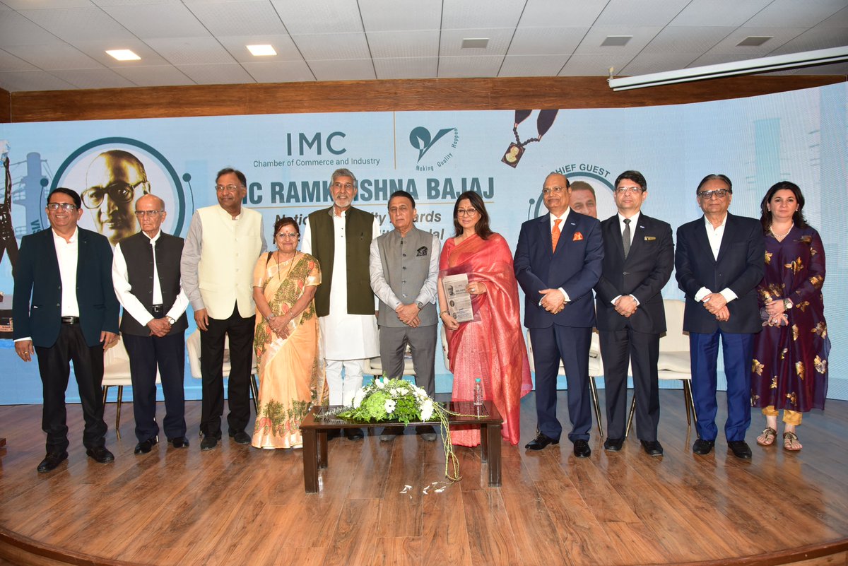 IMC_RBNQA's tweet photo. Excellence. Leadership. Impact.
IMC RBNQA 2025 celebrated organisations shaping a future-ready India.
IMC Juran Quality Medal awarded to Shri Kailash Satyarthi, conferred by Chief Guest Shri Sunil Gavaskar.
“Respect the process. Stay consistent. Never compromise on integrity.” https://t.co/DYC6pCm7pm