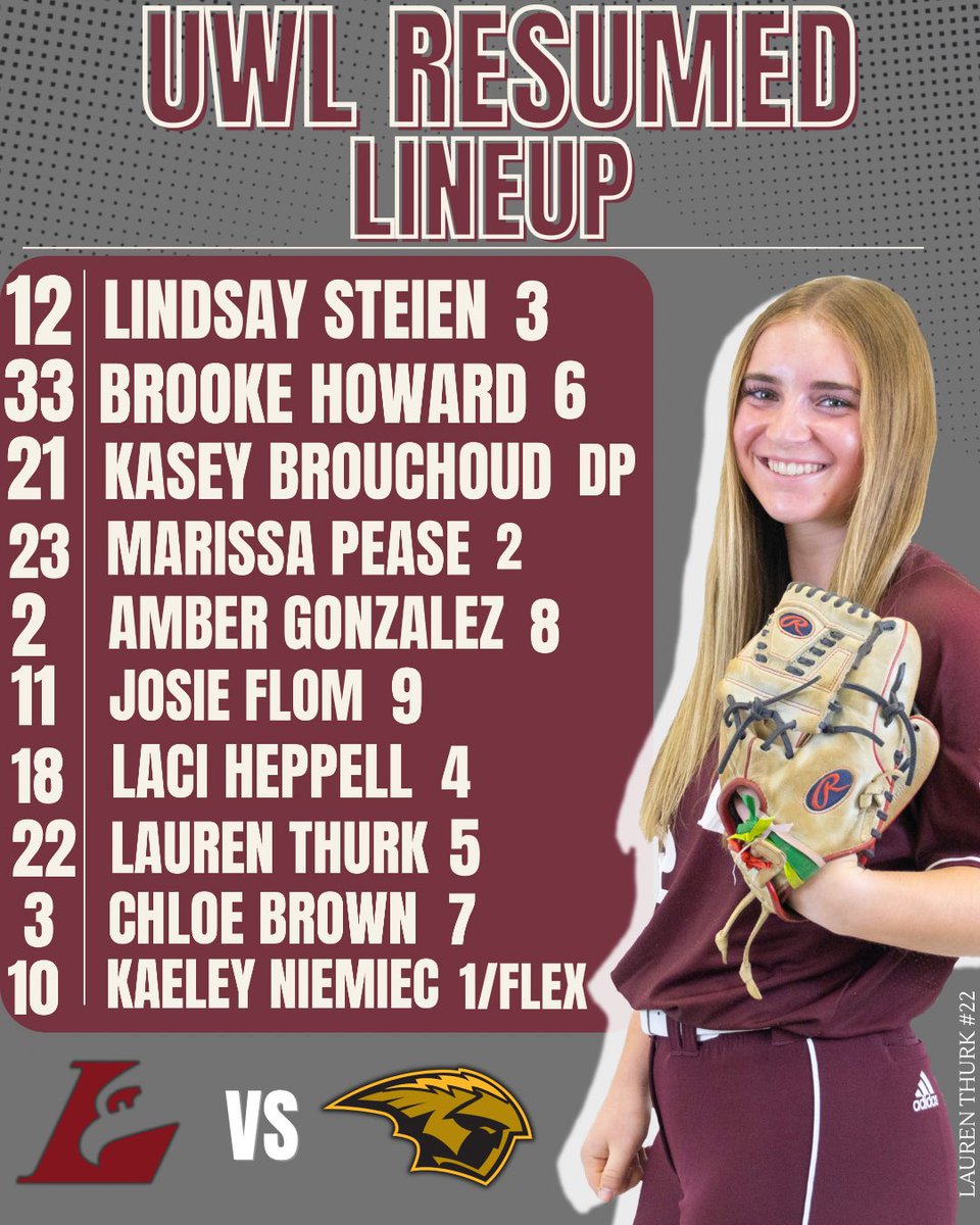 UWLSOFTBALL's tweet photo. Here’s your lineup for today! https://t.co/8IXFqCnYp5