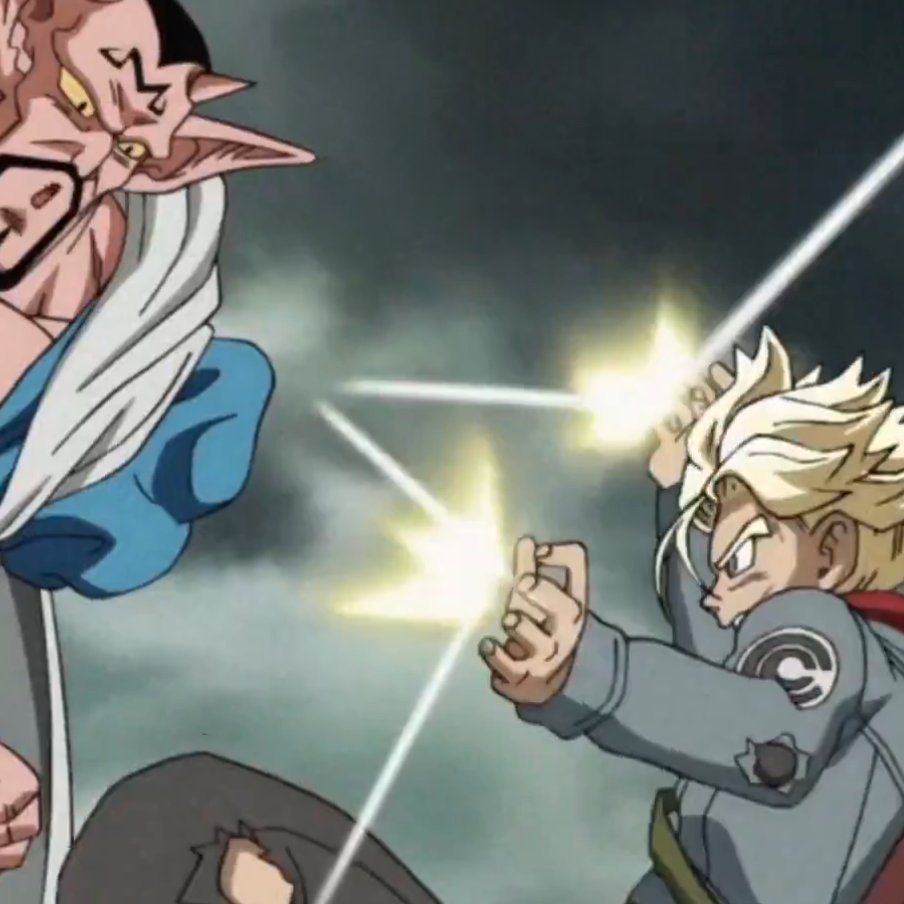 Los destellos de luz que se ven no son decorativos, es Ki que Trunks está utilizando para evitar que sus manos toquen la saliva y vaporizarla al momento

Y bueno, las barreras de Ki o escudos del mismo no son nuevas en DBS, esta bueno el parry que sacó el papu misterioso 🧐