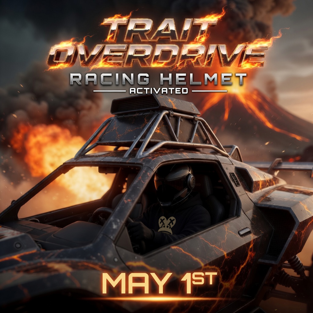 EAPESCLUB's tweet photo. 🚀💨 GTS SEASON 1 | TRAIT OVERDRIVE 🚀💨
Drivers holding an EAPES with Racing Helmet 🏁 buckle up!

It’s official… new Overdrive trait just got flipped ON: RACING HELMET 🏎️💨

💨 TRAIT OVERDRIVE is LIVE… and RACING HELMET ACTIVATED.
Time to tune your rides.
Overdrive bout to speed things UP real quick.

💨 DAILY NITRO (Banana Boosts)
Real speed.
Real edge.

Get ready for some WILD overtakes on the grid in the coming weeks 👀
🔥 SECOND TRAIT BOOST ENGAGED | MAY 1
🏎️ TRAIT: RACING HELMET
🏎️ FILL UP AT THE PIT ⛽

We are EAPES 🦍
Fuel up that NITRO NOW
Catch your ops slipping

SEND IT. STRONGER. FASTER. 🦍💨🔥