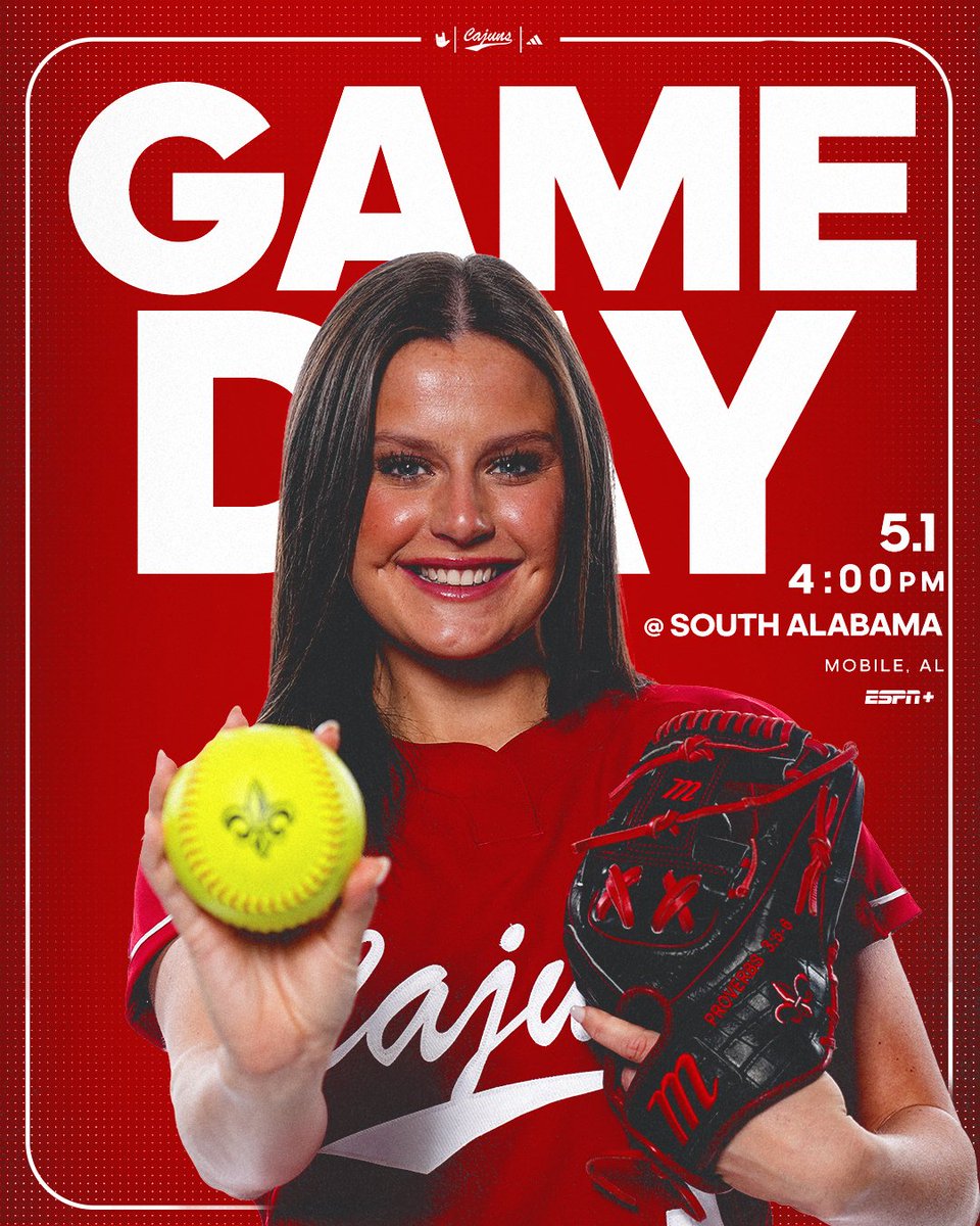 RaginCajunsSB's tweet photo. Day two ✌️

🗓 Friday, May 1
🥎 at South Alabama // 𝟰:𝟬𝟬𝗽𝗺
📍 Mobile, AL
🏟 Jaguar Field

📺 ESPN+
🎧 103.3 FM/1420 AM
📊 https://t.co/Vjl7DGCTUO

#GeauxCajuns https://t.co/4PSw6JRjl9